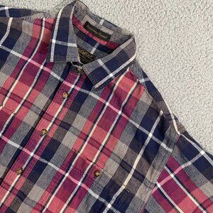 Vintage Eddie Bauer Bainbridge Flannel Men L Cotton Button Down